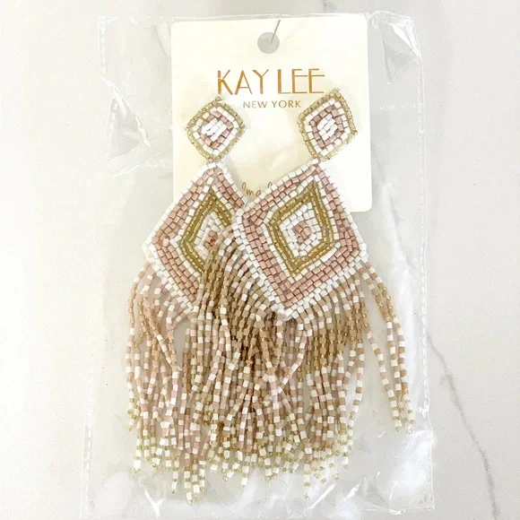 💝 FINAL SALE KAYLEE Handmade Beaded Tassel Earrings- Boho Drop Fringe Ea… - Picture 9 of 10
